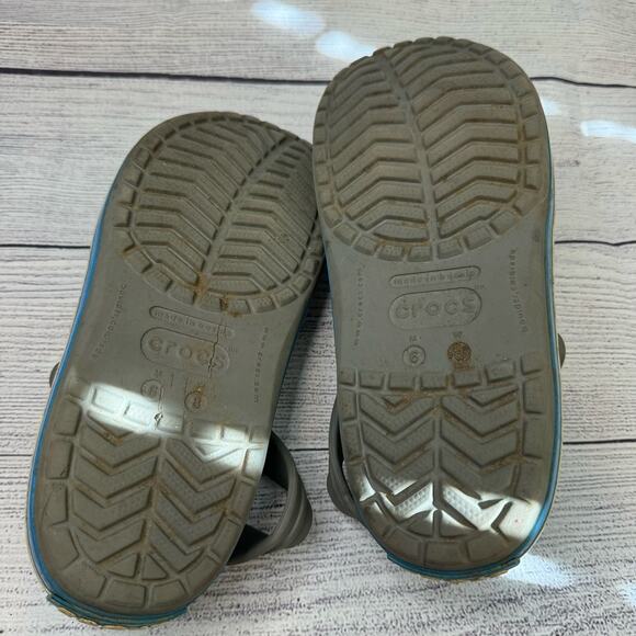 Crocs Crocband Gray & Blue Slide On Clogs Men Size 6 Women Size 8 - Picture 6 of 7